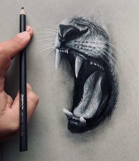 Realistic Animal Drawings, Drawing Dragon, Animal Drawings Sketches, Sketch Portrait, 3d Art Drawing, Black And White Art Drawing, Drawing Animals, Charcoal Art, Detailed Drawings