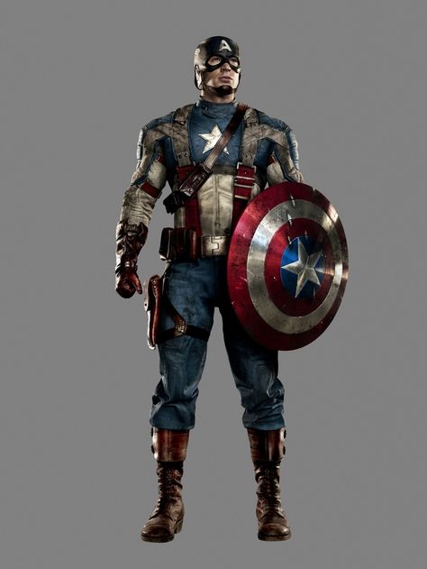 Steve Rogers wears his Captain America uniform in battle. Designs In the Captain America serial, Grant Gardner wears a dark blue uniform., In the 1979 TV movie, Rogers uniform came from his drawing after he was inspired by this story to sketch a super-hero. At the end of the first movie, Rogers briefly appears in a redesigned costume—more accurately a uniform—that bears a stronger resemblance to the uniform Captain America is seen wearing in the comics, and he wears this uniform in the... Captain America Suit, Iron Man Photos, Captain America Cosplay, First Avenger, Captain America Movie, Captain America Wallpaper, Captain America Comic, America First, Naruto And Sasuke Wallpaper