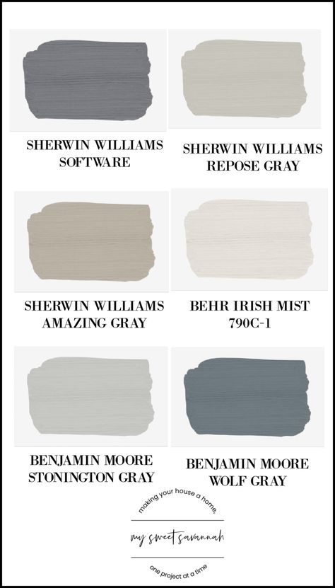 Sherwin Williams Amazing Gray, Benjamin Moore Stonington Gray, Sherwin Williams Paint Gray, Best Gray Paint, Best Gray Paint Color, Repose Gray Sherwin Williams, Gray Paint Colors, Mcgee And Co, Shale Grey