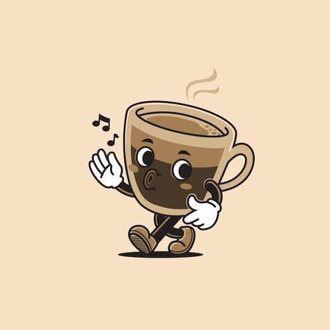 Coffee Cup Character, Cartoon Coffee Cup Drawing, Coffee Character, Illustration Moodboard, Coffee Cup Drawing, Zombie Game, Lash Trays, Coffee Cartoon, Coffee Tattoos