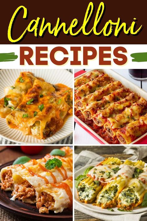 Try one of these easy cannelloni recipes the next time you need to break up the usual pasta routine. They're fun, filling, and family-friendly. Pasta Cannelloni Recipes, Easy Cannelloni Recipes, Cannelloni Pasta Recipe, Cheese Cannelloni Recipes, Canaloni Recipe, Chicken Cannelloni Recipes, Cannelloni Recipes Italian, Seafood Cannelloni Recipe, Pasta Cannelloni