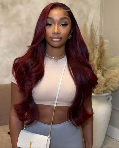 Side Part Sew In Burgundy Weave, Dark Red Sew In Weave Black Women, Burgundy Bob Black Women, Burgundy Side Part Wig, Burgundy Wig Install Side Part, Side Part Burgundy Wig Black Women, Burgundy Side Part Wig With Curls, Braided Hairstyles For Black Women Cornrows, Frontal Wig Hairstyles