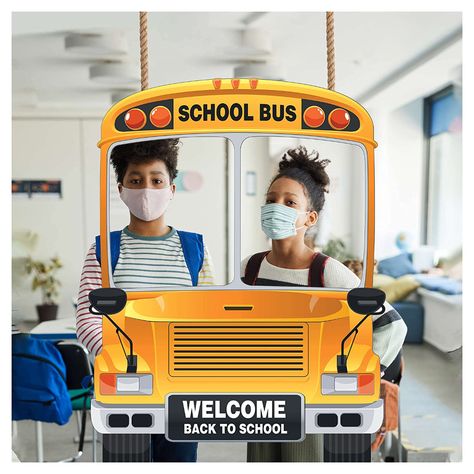 Amazon.com: School Bus Photo Frame by SpeedyOrders – Custom Back To School Photo Booth Selfie Frame – Personalized Wheels On The Bus Party Sign – School Bus Cutout : Home & Kitchen Welcome Back To School Photo Booth, Back To School Selfie Frame, Photobooth First Day Of School, School Photo Booth Ideas, 1st Day Of School Selfie Frame, Back To School Photo Booth, School Bus Photo, Wheels On The Bus Party, School Bus Picture Frame