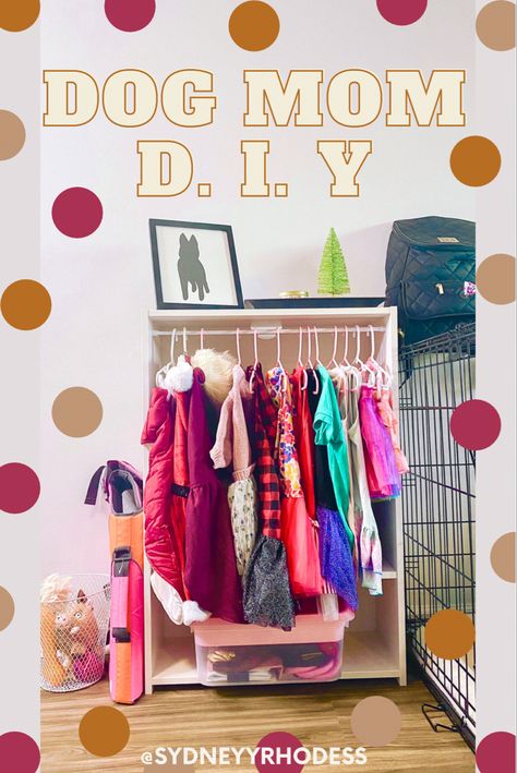 Organizing Dog Clothes, Dog Clothing Storage Ideas, Dog Clothes Closet Diy, Organize Dog Clothes, Diy Dog Closet Ideas, Dog Clothing Storage, Dog Wardrobe Closet Diy, Pet Closet Organization, Dog Clothes Organization Ideas