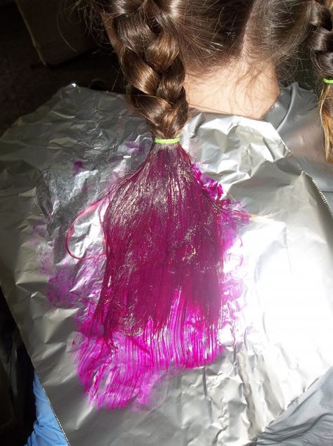 Adding the color is when the fun really begins! We used Beyond the Zone Color Jamz. How To Dye Ends Of Hair At Home, Where To Dye Your Hair, Kids Summer Hair Color, Dyed Tips Long Hair, How To Dye Tips Of Hair At Home, Temporary Hair Dye For Kids, Hair Dye Ends Of Hair, Girls Hair Color Ideas Kids, Hair How To