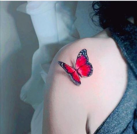 Red Butterfly Tattoo, Purple Butterfly Tattoo, 3d Butterfly Tattoo, Simple Tattoos For Women, Tattoo Spots, Butterfly Tattoos For Women, Latest Tattoos, Pretty Tattoos For Women, Heart Tattoo Designs