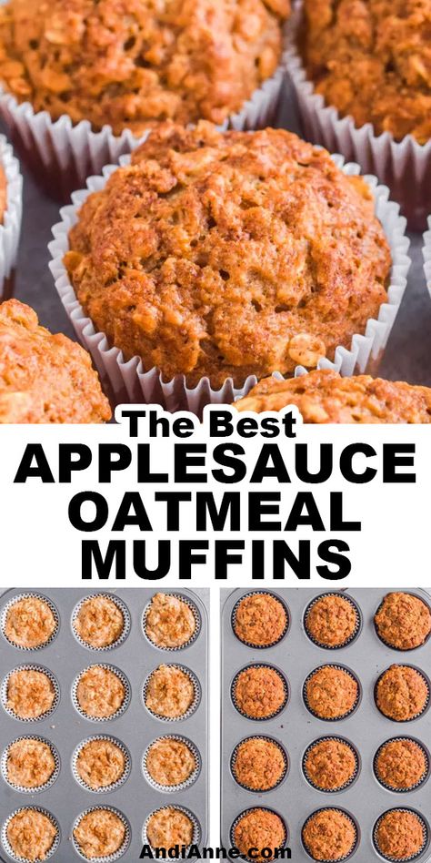 Oat Applesauce Muffins, Recipes To Make With Applesauce, Oatmeal And Applesauce Recipes, Applesauce Baked Oats, Apple Sauce Uses Recipes, Muffins Using Applesauce, Instapot Applesauce Recipe, Apple Sauce Baked Oatmeal, Recipes To Use Up Applesauce