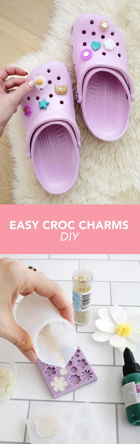 Easy DIY Croc charms! Working with @sculpey #sponsored How To Make Croc Charms Diy, How To Make Crocs Charms, Diy Crocs Jibbitz, Polymer Clay Stud Earrings Diy How To Make, Diy Jibbitz Crocs, Crock Charms Diy, How To Make Croc Jibbitz Diy, Diy Jibbitz Charms, Polymer Clay Jibbitz