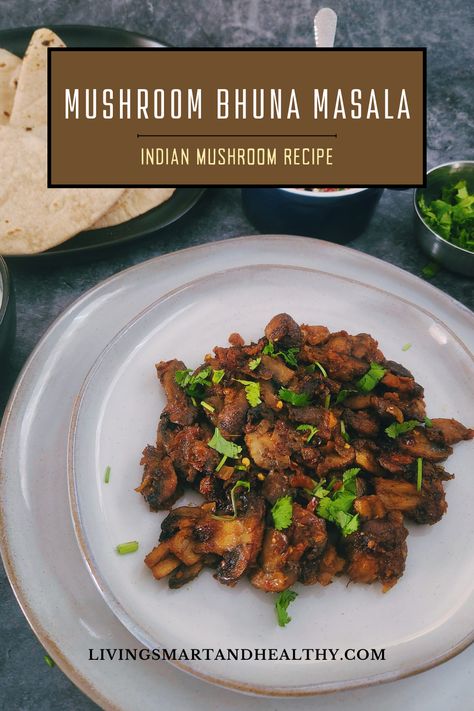 Easy 10-minute Mushroom Sabzi | Indian Mushroom Recipe: The combination of garden-fresh mushrooms and the aromatic Homemade Bhuna Masala is a celebration of flavors that will leave you craving more. Dry Mushroom Recipes, Indian Curry Sauce, Indian Mushroom, Mushroom Recipes Indian, Indian Dinner Menu, Indian Sides, Thanksgiving Recipes Side Dishes Veggies, Thanksgiving Recipes Side Dishes Easy, Thanksgiving Crockpot Recipes