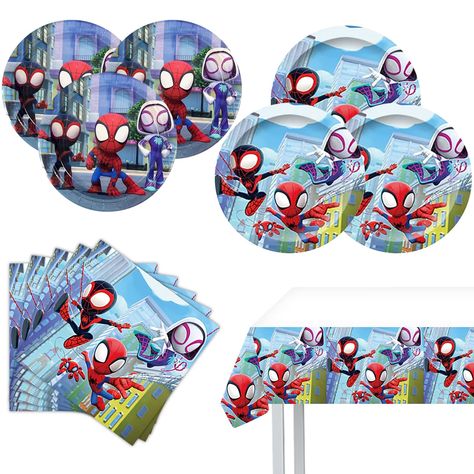 PRICES MAY VARY. 【Package Includes】 10*7inch Plates, 10*9inch Plates, 20*Napkins, 1*Tablecover, ideal for Spidey and His Amazing Friends Birthday Decorations. 【High Quality】 All of Spidey and His Amazing Friends Birthday Decorations are made from premium material, very durable, sturdy and non-toxic for kids. The tableware set is 100% Food Grade and BPA - Free. 【Unique Design】 The vivid print and vibrant colors of our Spidey and His Amazing Friends party supplies set will create the most celebrat Friends Birthday Decorations, Friends Birthday Party, Superhero Theme Party, Spidey And His Amazing Friends, Spiderman Birthday Party, 3rd Birthday Cakes, Spiderman Party, Spiderman Birthday, Amazing Friends