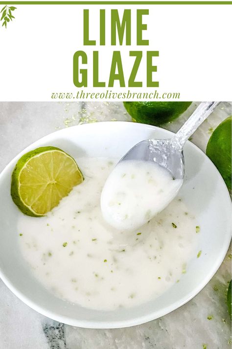 Key Lime Icing, Key Lime Sauce, Easy Glaze Recipe, Key Lime Glaze, Cinnamon Roll Glaze, Lime Glaze, Fast Easy Desserts, Key Lime Cake, Dairy Free Frosting