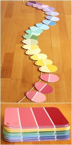 Diy – Velikonoce, Paint Chip Crafts, Easter Egg Garland, Easter Garland, Paint Chip, Easter Crafts Diy, Spring Holidays, Easter Time, Hoppy Easter