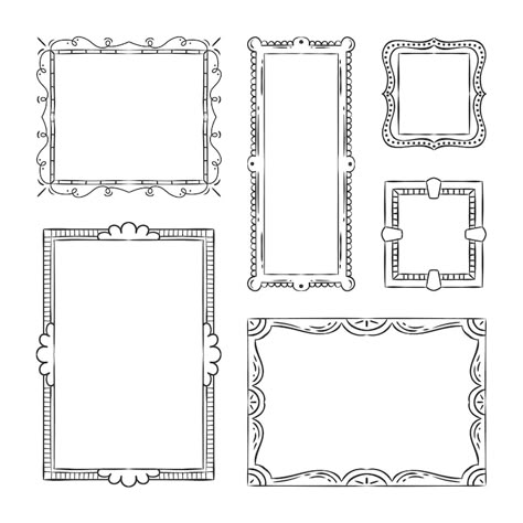 Hand Drawn Picture Frames, Vintage Frame Drawing, Picture Frame Doodle, Picture Frame Illustration, Frame Sketch, Frame Doodle, Journal Illustration, Cartoon Frame, Picture Frame Template