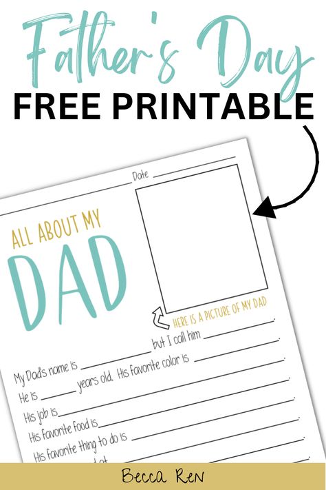 all about my dad printable Father’s Day Kids Survey, All About My Dad Free Printable, All About Dad Printable, About My Dad Printable, Fathers Day Questionnaire, All About My Dad, Uncles Day, Fathers Day Ideas For Husband, Dad Printable