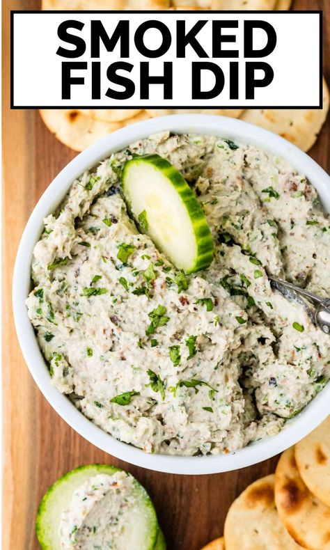 Smoked Fish Dip Recipe, Fish Dip Recipe, Fish Appetizers, Fish Dip, Seafood Appetizers Easy, Smoked Fish Dip, Mackerel Fish, Pate Recipes, Bite Size Appetizers