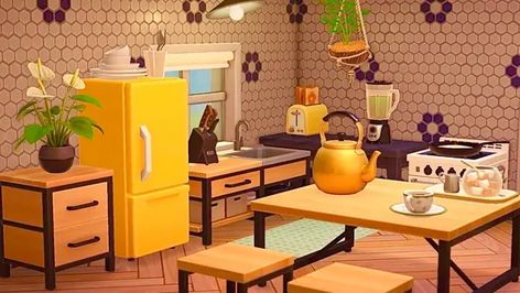 Best Animal Crossing New Horizons Kitchens - Gamer Journalist Animal Crossing Kitchen, Qr Code Animal Crossing, Teal Kitchen, Animal Crossing Guide, Animal Crossing Wild World, Kitchen Games, Qr Codes Animal Crossing, Animal Crossing Pocket Camp, New Animal Crossing