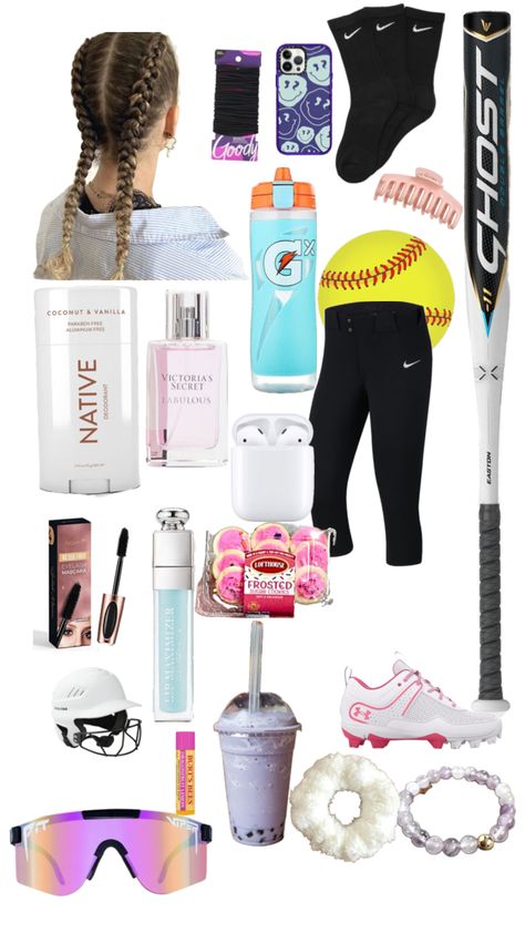 Softball Bag Essentials, Softball Outfits For Practice, Outfits For Practice, Aesthetic Softball, Softball Bag, Softball Things, Softball Tournament, Softball Workouts, Softball Funny