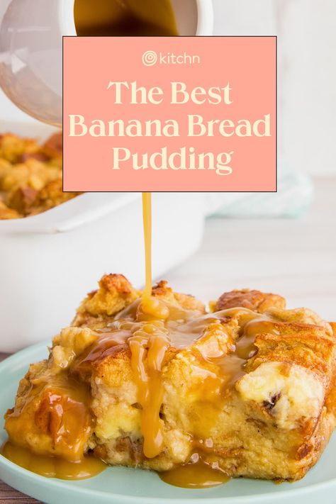 Bread Pudding With Toffee Sauce, Banana Bread Pudding With Rum Sauce, Banana Bread Bread Pudding, Ripened Banana Recipes, Swedish Pastry, Rum Bread Pudding, Banana Bread Pudding Recipe, Extra Bananas, Banana Bread Pudding