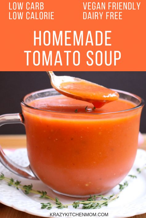 Recipe Tomato Soup, Low Carb Low Calorie, Homemade Tomato Soup Recipe, Homemade Tomato Soup, Recipe Tomato, Tomato Soup Homemade, Tomato Soup Recipe, Bean Soup Recipes, Sweet Potato Chips