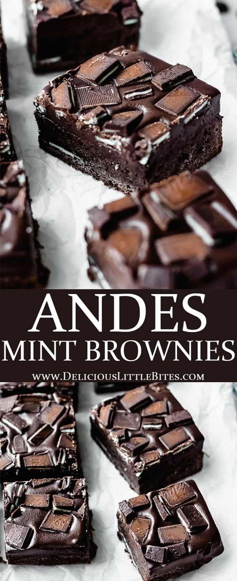 Andes Mint Brownies, Simple Brownies, Andes Mints Brownies, Mint Brownies Recipe, Weetbix Slice, Desserts Quick, Chocolate Mint Brownies, Chocolate Decadence, The Best Brownies