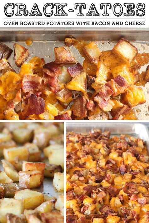 Roasted Potatoes with Bacon and Cheese Roasted Potatoes With Bacon, Crispy Oven Roasted Potatoes, Small Potatoes Recipe, Bacon Cheese Potatoes, Cheesy Bacon Potatoes, Potatoes With Bacon, Breakfast Casserole Bacon, Oven Roasted Potatoes, Bacon In The Oven