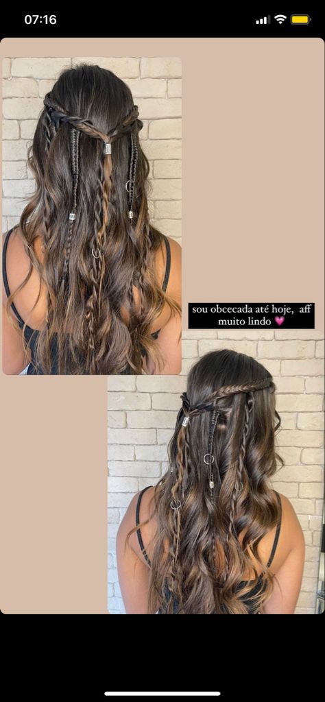 Hippie Outfits Carnaval, Hippie Carnaval, Coachella Outfit Boho, Egyptian Hairstyles, Pirate Hair, Witchy Hair, Fishtail Hairstyles, Witch Hair, Medieval Hairstyles