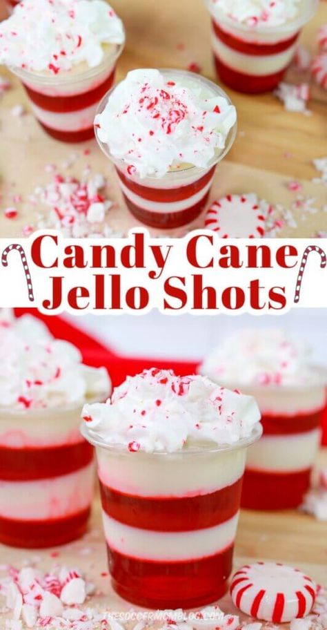 Christmas Cookie Jello Shots, Red And White Jello Shots, Red And White Cocktails, White Jello Shots, Grinch Jello Shots, Red And White Christmas Party, Grinch Jello, Alabama Tailgate, Christmas Jello Shots