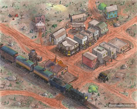 Old West Mine, Wild West Town Map, Old House Design, Cowboy Town, Western Games, Old West Town, Rpg World, Western Books, West Town