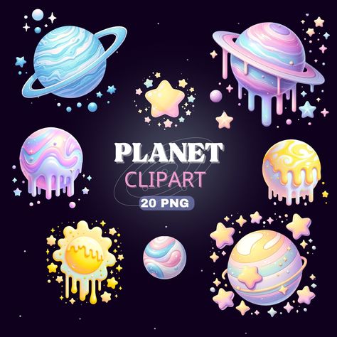 Galaxy Illustration Art, Create Your Own Planet, Kawaii Galaxy, Photoshop Illustration Tutorial, Galaxy Clipart, Pastel Space, Space Clipart, Digital Workspace, Game Card Design