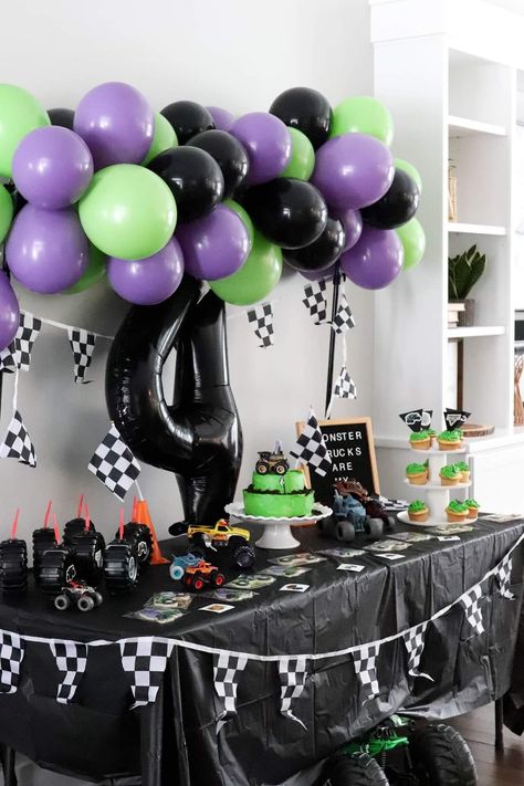 Monster Jam 2nd Birthday Party Ideas, Monster Jam 3rd Birthday Party Ideas, Monster Jam Bday Party, Monster Jam Birthday Party Ideas Diy, Monster Jam Birthday Decorations, Baby Badger, Monster Jam Birthday Party, Hulk Birthday Parties, Digger Birthday