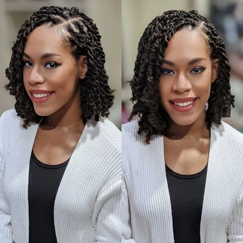 Half Cornrows, Short Hair Twist Styles, Twist Cornrows, Half Updo Hairstyles, Short Twists, Afro Twist, Two Strand Twists, Style Africain, Hair Adviser