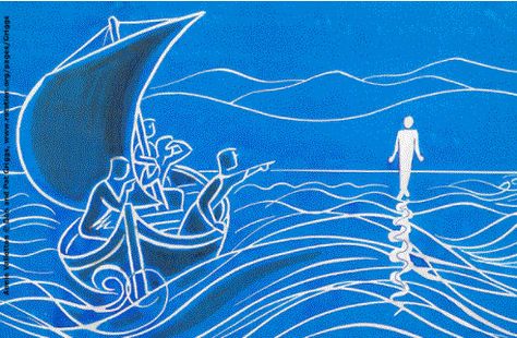 Jesus-Walks-Water-Vallotton2 Gospel Art, Walking On Water, Water Tattoo, Spiritual Images, Water Illustration, Water Drawing, Bible Story, Walk On Water, Free Clipart