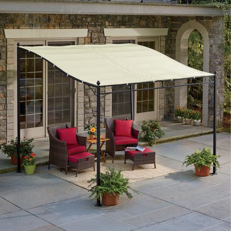 Sunshade Awning Gazebo | Montgomery Ward Small Patio Ideas On A Budget, Design Per Patio, Diy Awning, Step Railing, Patio Grande, Backyard Shade, Patio Canopy, Country Door, Patio Shade