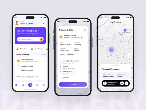 Parcel Delivery Mobile App Design by Shadhin Ahmed on Dribbble Dashboard Mobile, Web Application Design, Drive App, Web Design Examples, Ui Ux App, Mobile Application Design, Desain Ui, Food Delivery App, Ux Mobile