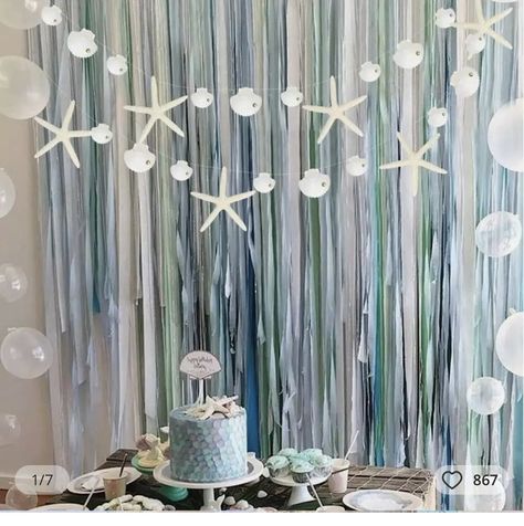 Beach Theme Birthday Party, Coastal Birthday, Seashell Garland, Beach Theme Birthday, Ocean Baby Showers, Ocean Birthday Party, Beach Baby Showers, Fest Temaer, Ocean Theme Party