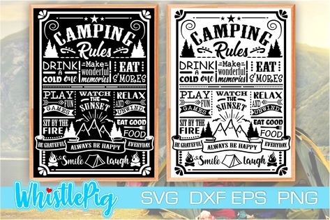 Camping Rules Camper Rules Camping Sign Graphic by Whistlepig Designs · Creative Fabrica Camping Poster, Rustic Camping, Camping Rules, Rules Poster, Camper Svg, Svg Camping, Camping Svg, Camping Signs, Silhouette Design Studio