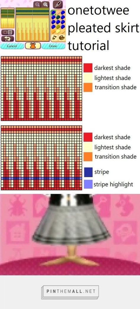 Pleated Skirt Tutorial, Girls Dress Tutorial, Baby Dress Tutorials, Skirt Diy, Ac New Leaf, Animal Crossing Memes, Animal Crossing Guide, Animal Crossing Qr Codes Clothes, Qr Codes Animal Crossing