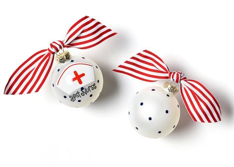 Nurse Ornaments, Tied Ribbon, Nurse Christmas, Glass Ball Ornaments, Personalized Glass, Matching Gifts, Handmade Christmas Ornaments, Glitter Christmas, Ornaments Design