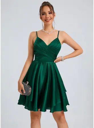 JJ's House Silky Satin V-Neck Fall Spring Summer Winter A-line Simple Skater Dark Green Height:5.8ft（176cm） Bust:32in�（82cm）Waist:24in（61cm）Hips:35in（89cm） No Special Offer Short/Mini Sleeveless Spaghetti Straps Homecoming Dress. #JJ's House #SilkySatin #VNeck #Fall #Spring #Summer #Winter #Aline #Simple #Skater #DarkGreen #No #SpecialOffer #ShortMini #Sleeveless #SpaghettiStraps #HomecomingDress