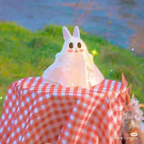 Ghost Bunny, 3 Moon, Ghost Cute, Weirdcore Aesthetic, Ghost Images, Cute Icon, Ghost Photos, Bunny Art, Halloween Illustration