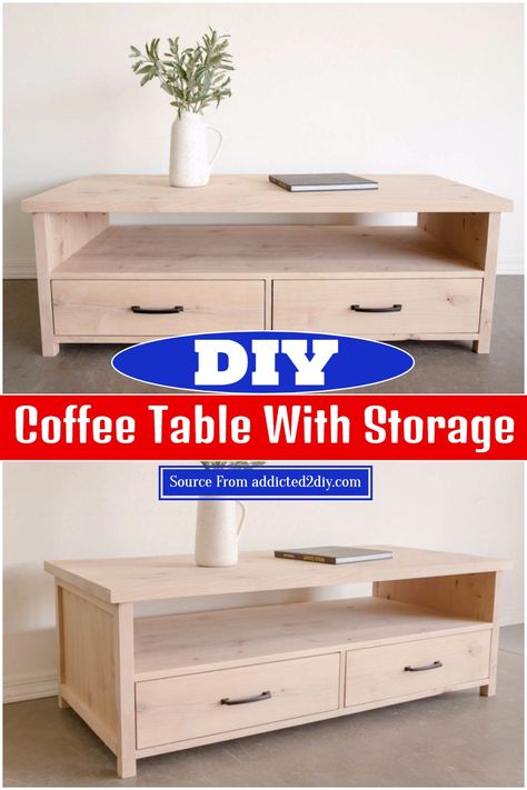 Coffee Table With Storage Diy Coffee Table With Drawers, Room With Tapestry, Diy Coffee Table With Storage, Diy Storage Coffee Table, Diy Coffee Table Ideas, Tv In Living Room, Coffee Table Hacks, Bedroom Tv Unit Design, Diy Coffee Table Plans