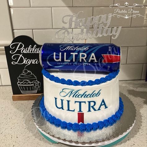 Michelob Ultra Party Ideas, Michelob Ultra Beer Cake, Michelob Ultra Cake, Michelob Ultra Beer, Beer Cakes, Beer Cake, Custom Birthday Cakes, Turning 30, Michelob Ultra