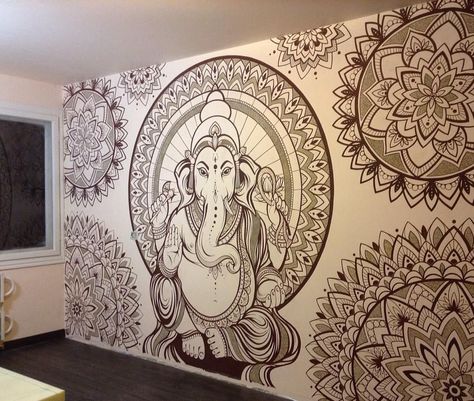 Wall Drawing Ideas, Wall Drawings, Deco Zen, Diy Mural, Dream Ideas, House Dream, Wall Painting Decor, Ganesha Painting, Wall Drawing