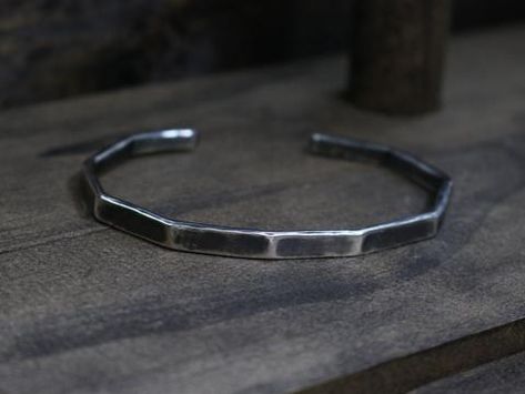 BOLTON Bracelet - Oxidized Geometric Sterling Silver Cuff Bracelet by Turner Duncan Jewelry Designs. Sterling... Metals Project, Cosmic Ring, Mens Cuff Bracelets, Womens Cuff Bracelets, Silver Bracelets For Women, Women's Bracelets, Sterling Silver Cuff Bracelet, Men Jewelry, Silver Bangle Bracelets