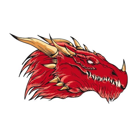 Legendary dragon head artwork illustrati... | Premium Vector #Freepik #vector #dragon-head #dragon-tattoo #japanese-dragon #red-dragon Dragon Head Side View, Dragon Side Profile, Side Profile Head, Head Side View, Scary Dragon, Tattoo Japanese, Legendary Dragons, Japanese Dragon, Dragon Head