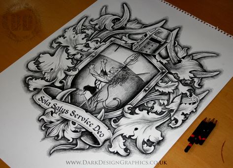 Custom Coat Of Arms Tattoo Design ... Arms Tattoo Design, Coat Of Arms Tattoo, Family Crest Tattoo, Crest Tattoo, Body Armor Tattoo, Shield Tattoo, Armor Tattoo, Family Coat Of Arms, Trendy Tattoo