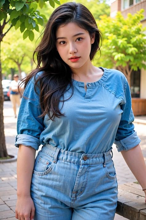 Chubby Female - SeaArt AI Model Poses For Chubby Women, Realistic Photography, Face Swaps, Glass Slipper, Photography Beautiful, Character Modeling, Denim Overalls, Japanese Women, Beautiful Woman