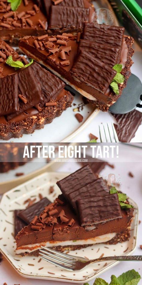 After Eight Tart! - Jane's Patisserie After Eights, Torte Recipes, Chocolate Ganache Topping, Dessert Tarts, Salted Caramel Tart, Janes Patisserie, Pie And Tart, Drink Recipies, Savoury Tarts