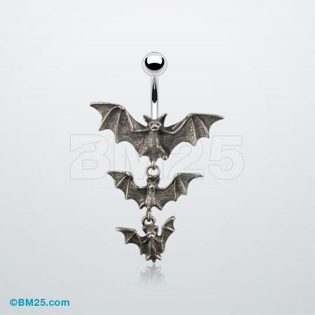 I want one with just the first bat. no dangly shit Vampire Bats, Bellybutton Piercings, Belly Button Piercing Jewelry, Belly Piercing Jewelry, Belly Bar, Belly Button Jewelry, Cool Piercings, Navel Jewelry, Dangle Belly Rings