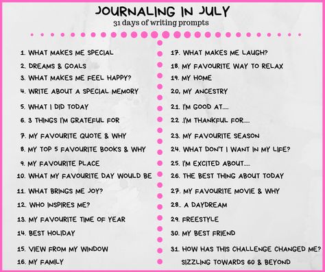 July Journal Prompts, July Journal, Note Taking Tips, Daily Writing Prompts, Running Jokes, One Small Step, Women Writing, Daily Writing, Monthly Themes